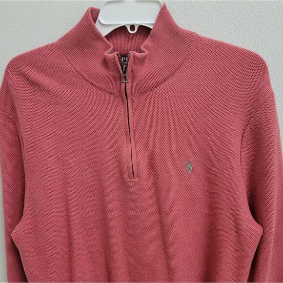 Polo Ralph Lauren Men’s Red Sky Heather 1/4 Zip Pullover Pima Cotton Sweater L - Picture 5 of 8